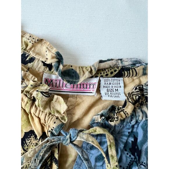 VTG Y2K Millenium top size medium flare sleeve 100% cotton - Picture 2 of 7